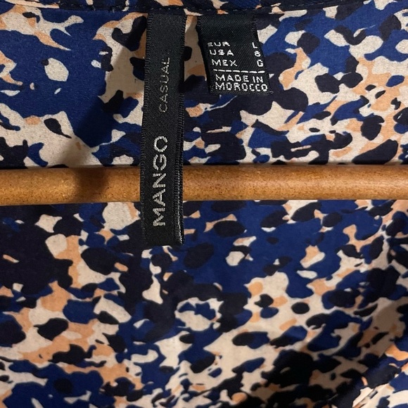 Mango Blue|Beige Animal Print Mini Dress Sz 8 - Picture 2 of 3